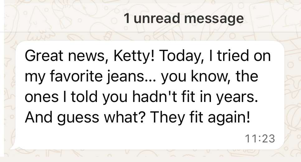 No Gym, No Problem 2 Testimonial showing the success with holistic fitness coaching and getting fit without gym